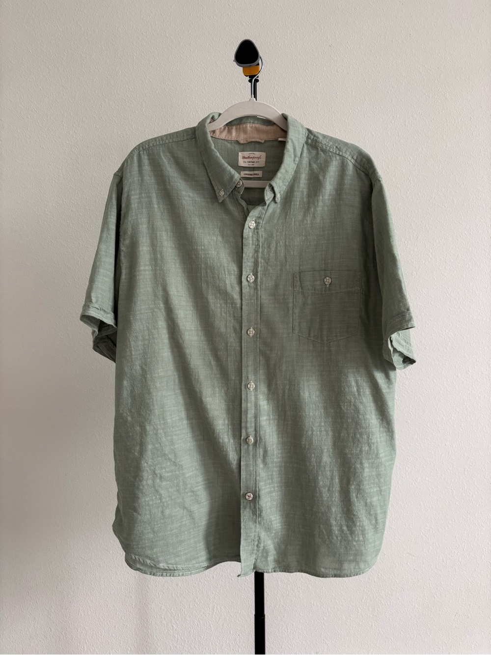Weatherproof Vintage Country Twill Shirt Men’s XXL Olive Green Short Sleeve